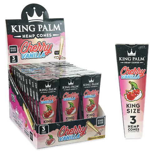 KING PALM Hemp Cones King Size Cherry Vanilla 3/30ct