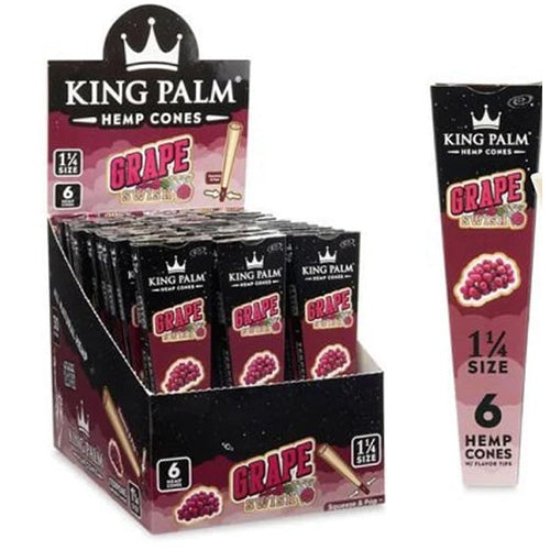 KING PALM Hemp Cones 11/4 Size Grape Swish 6/30ct