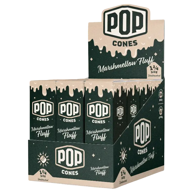 POP CONES 2.0 Unbleached Cones Marshmallow Fluff 11/4 Size 6/24ct