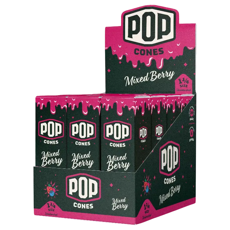 POP CONES 2.0 Unbleached Cones Mixed Berry 11/4 Size 6/24ct