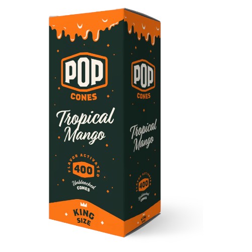POP CONES Bulk Unbleached Cones Tropical Mango King Size 400ct