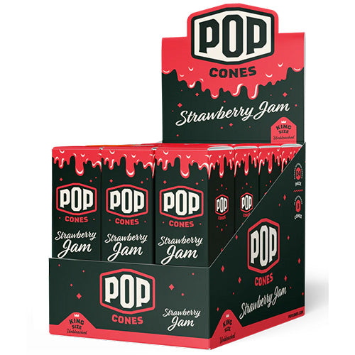 POP CONES Unbleached Cones Strawberry Jam King Size 3/24ct