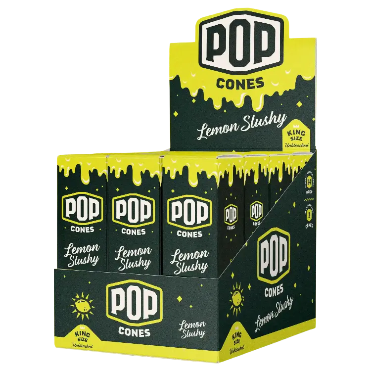 POP CONES 2.0 Unbleached Cones Lemon Slushy King Size 3/24ct