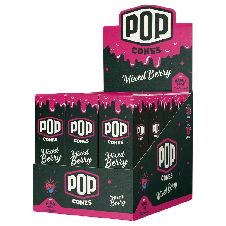 POP CONES 2.0 Unbleached Cones Mixed Berry King Size 3/24ct