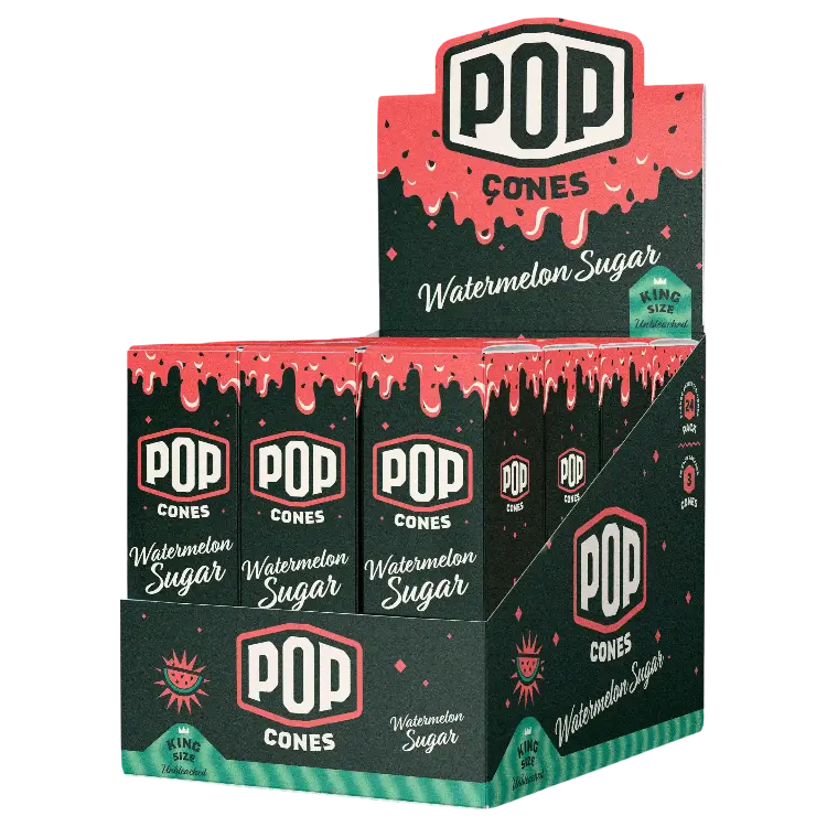POP CONES 2.0 Unbleached Cones Watermelon Sugar King Size 3/24ct