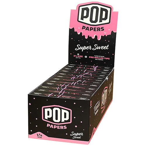 POP PAPERS Unbleached Super Sweet 11/4 Size Papers+Flavored Tips  24ct