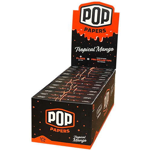 POP PAPERS Unbleached Tropical Mango 11/4 Size Papers+Flavored Tips 24ct