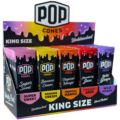 POP CONES Unbleached Cones Variety Pack King Size 3/25ct