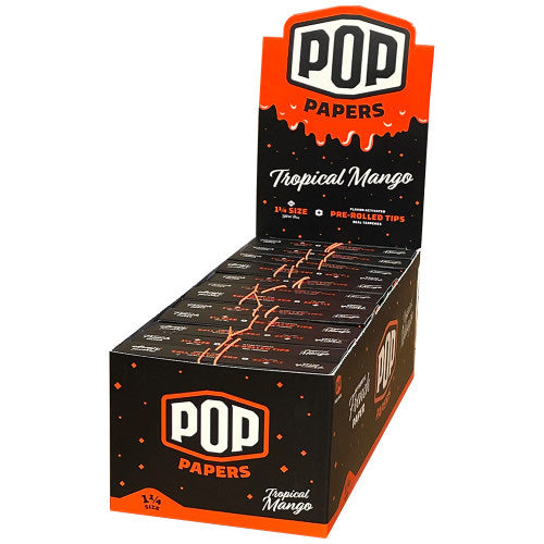 POP PAPERS Ultra Thin Tropical Mango 11/4 Size Papers+Flavored Tips  24ct