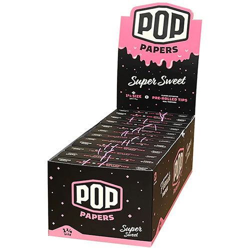 POP PAPERS Ultra Thin Super Sweet 11/4 Size Papers+Flavored Tips  24ct