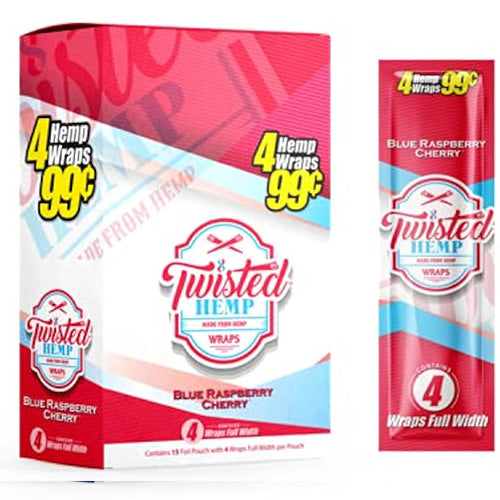 TWISTED HEMP Wraps 4 for $0.99 Blue Raspberry Cherry 15ct