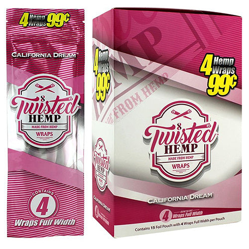 TWISTED HEMP Wraps 4 for $0.99 California Dream 15ct