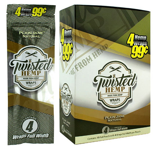 TWISTED HEMP Wraps 4 for $0.99 Plain Jane 15ct