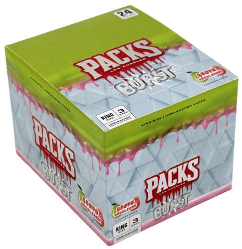 PACKS BURST Unbleached Cones Guava Bubblegum King Size 3/24ct