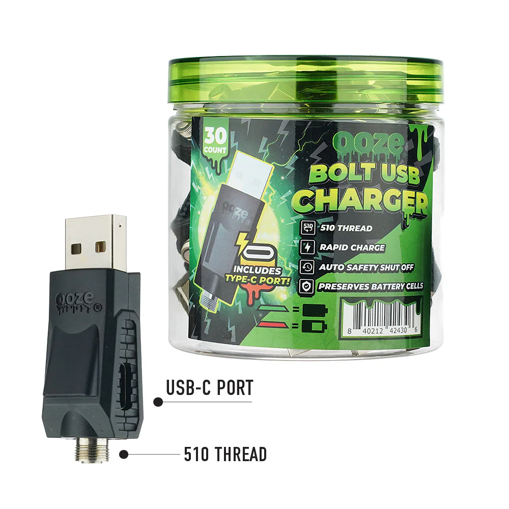 OOZE Bolt USB Charger Black 30ct
