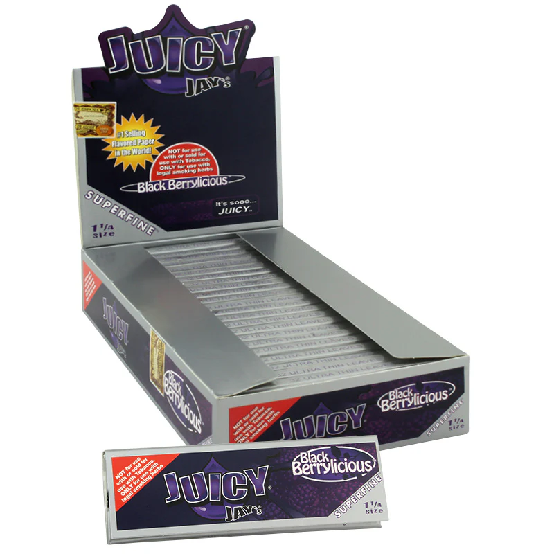 JUICY JAY'S Superfine Papers 11/4 Size Black Berrylicious 24ct