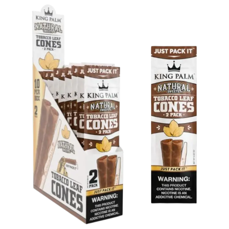 KING PALM Tobacco Leaf Cones Natural 2-pack 10ct