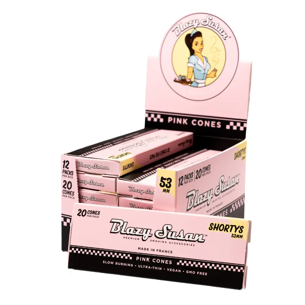 BLAZY SUSAN Pink Cones Display 53mm Shorty Size 20/12ct