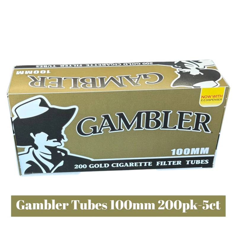 GAMBLER Cigarette Tubes Gold 100mm 200/5ct