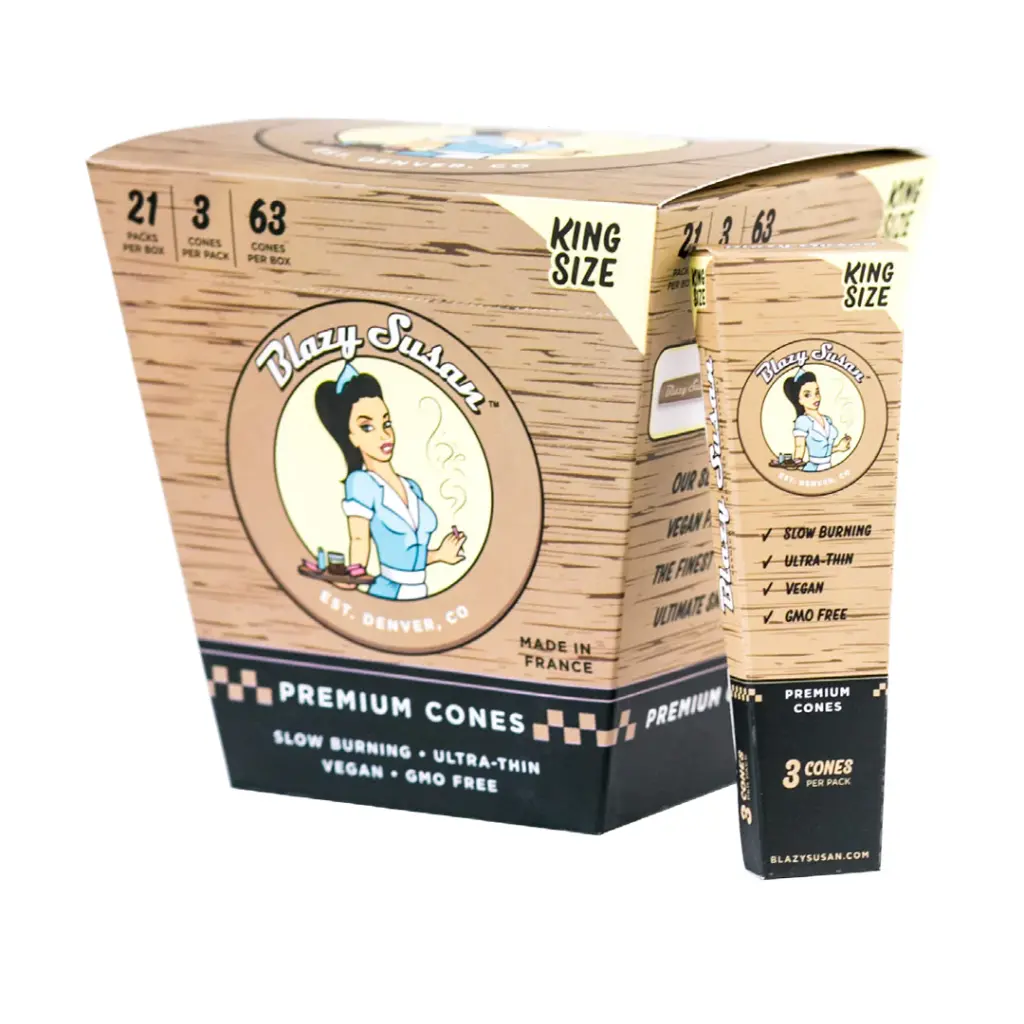 BLAZY SUSAN Unbleached Cones Display King Size 3/21ct
