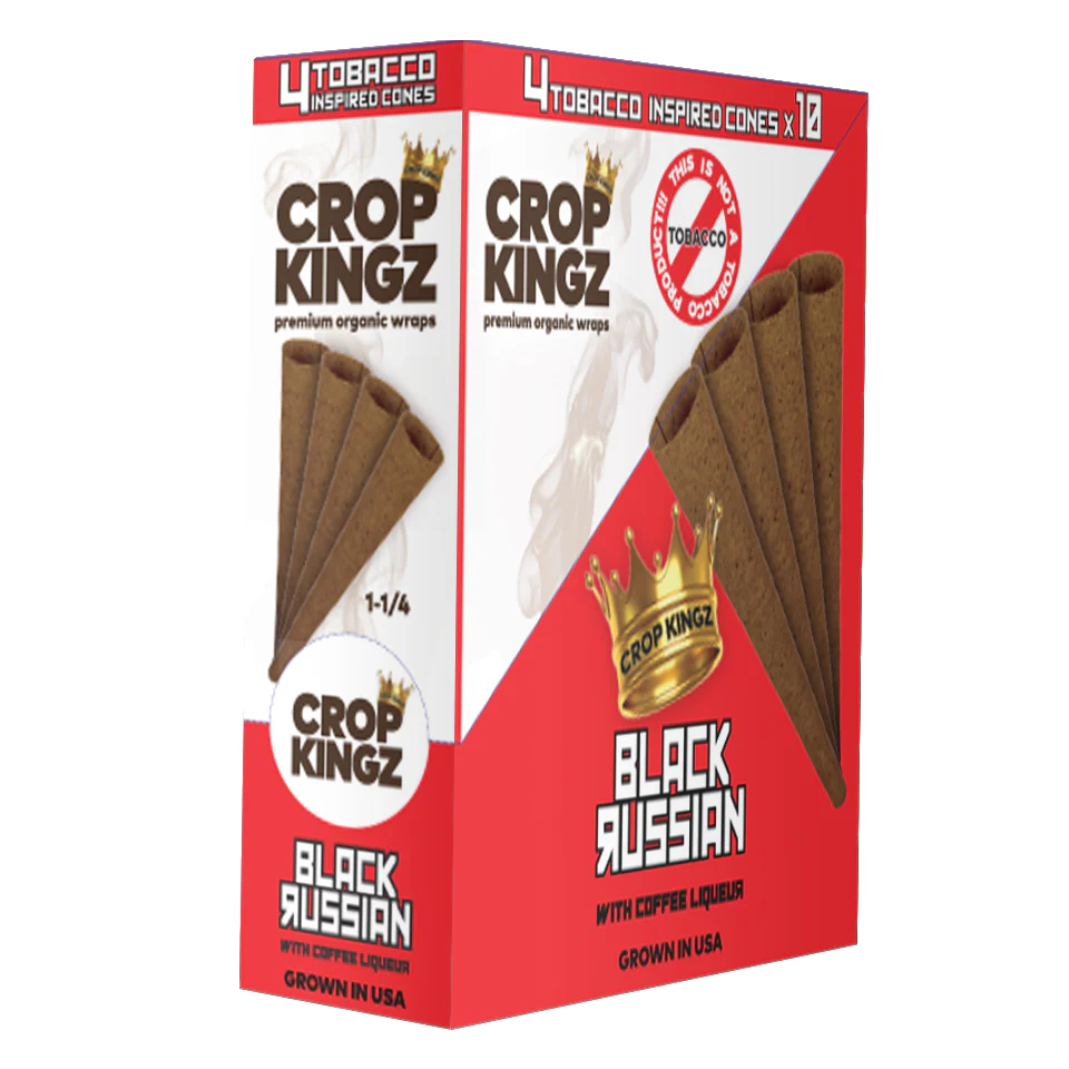 CROP KINGZ Brown Hemp Cones 11/4 Size 4-Pack Black Russian 10ct