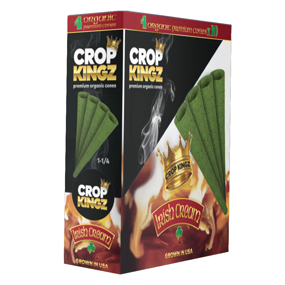 CROP KINGZ Organic Hemp Cones 11/4 Size 4-Pack Irish Cream 10ct