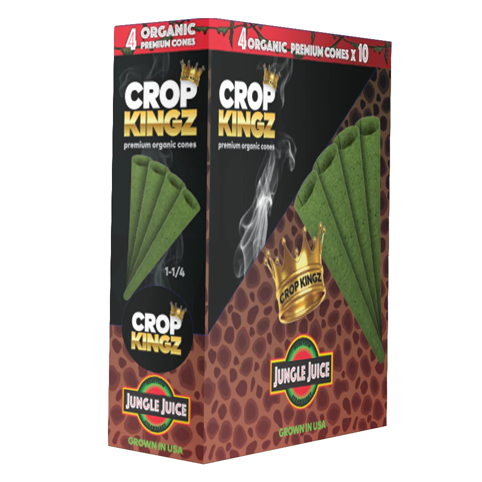 CROP KINGZ Organic Hemp Cones 11/4 Size 4-Pack Jungle Juice 10ct
