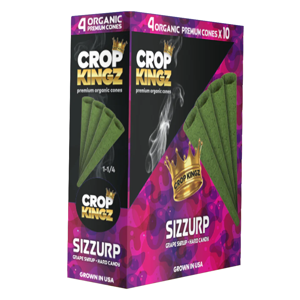 CROP KINGZ Organic Hemp Cones 11/4 Size 4-Pack Sizzurp 10ct