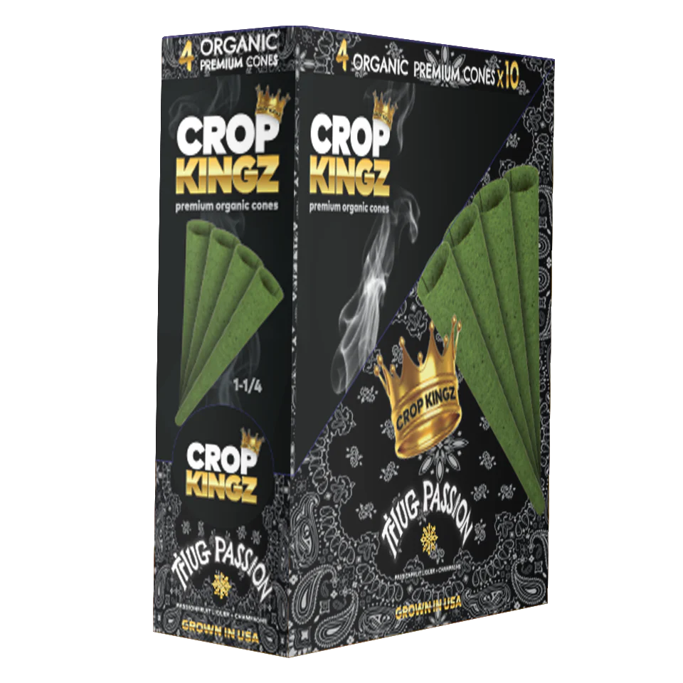 CROP KINGZ Organic Hemp Cones 11/4 Size 4-Pack Thug Passion 10ct