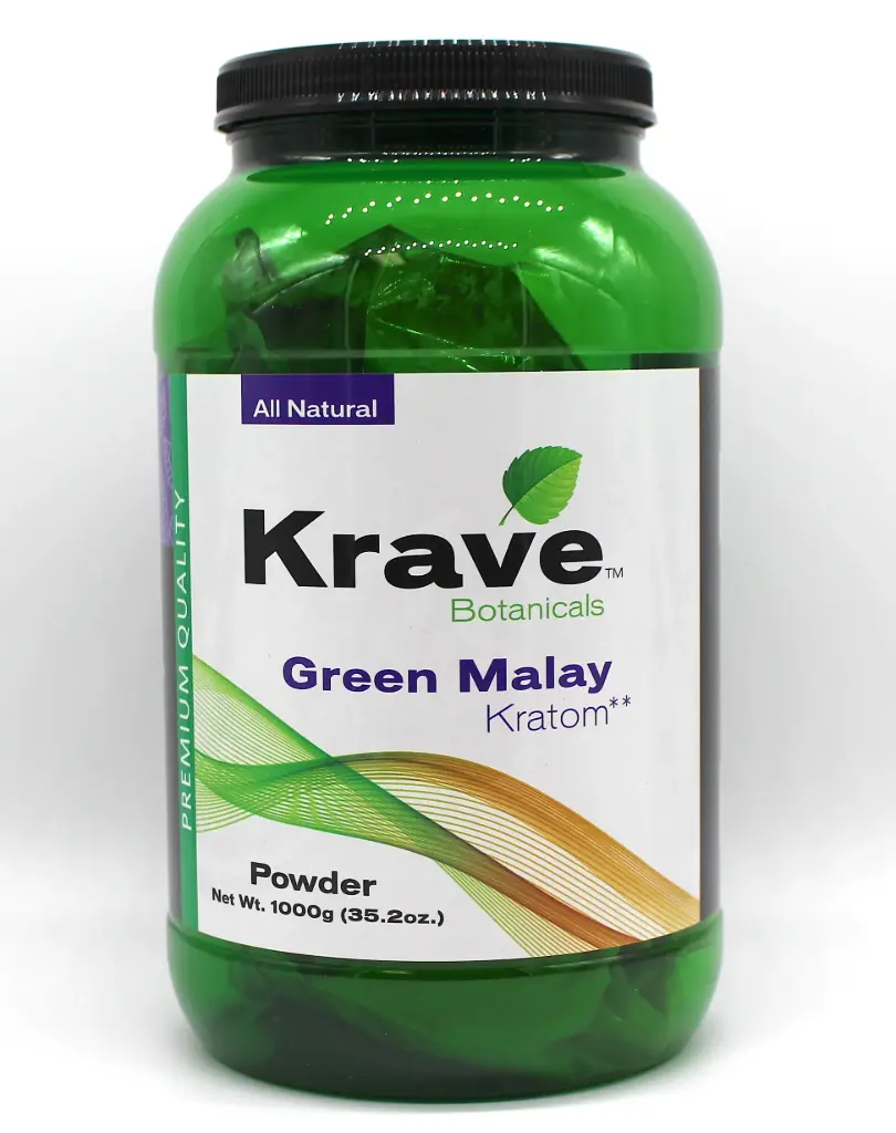 KRAVE Kratom Green Malay Powder 1,000g 1ct