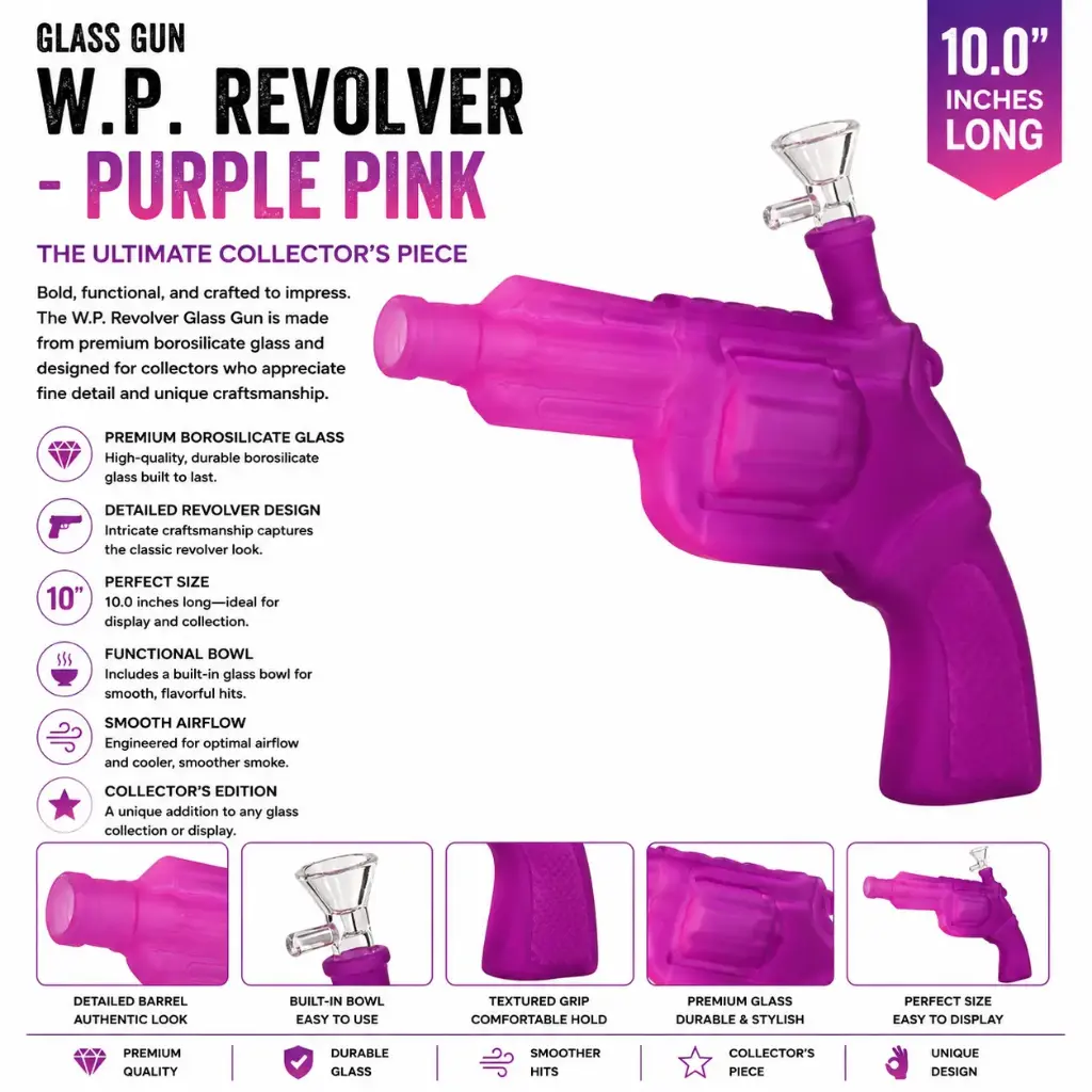 Glass Gun W.P. Revolver (MG-957) 10.0" - Purple