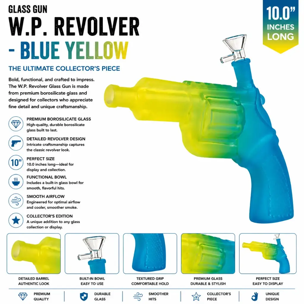 Glass Gun W.P. Revolver (MG-957) 10.0" - Blue