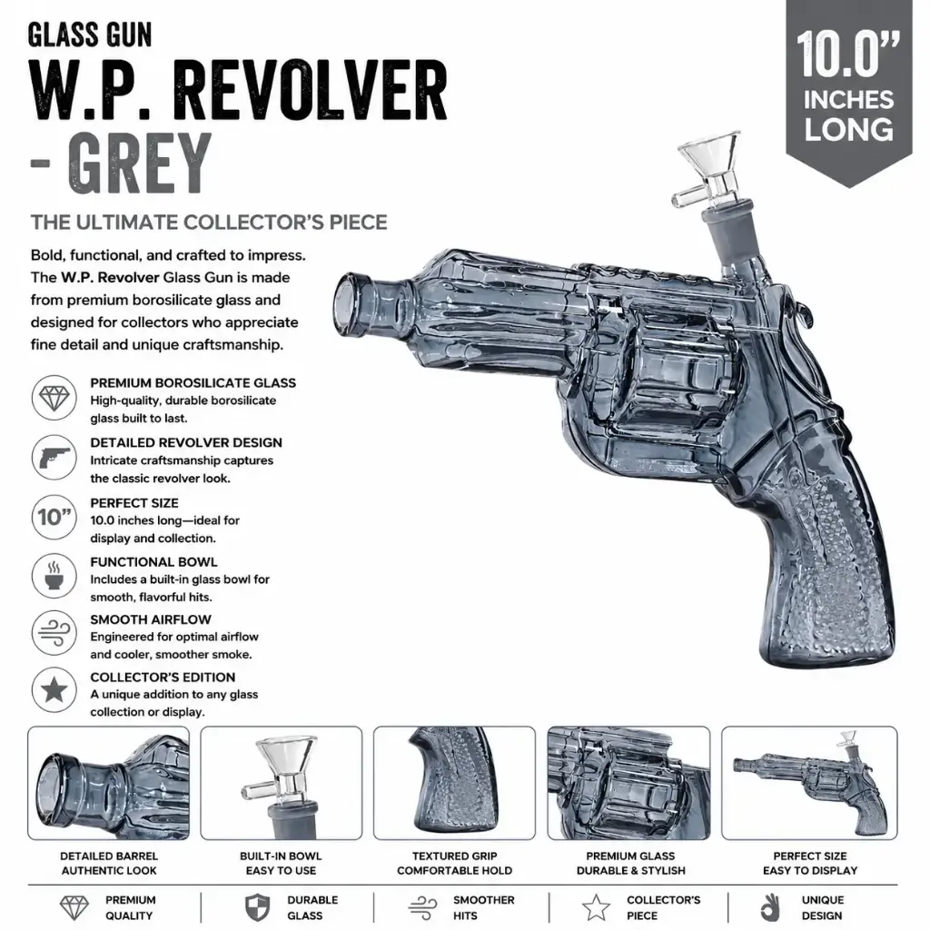 Glass Gun W.P. Revolver (MG-957) 10.0" - Grey