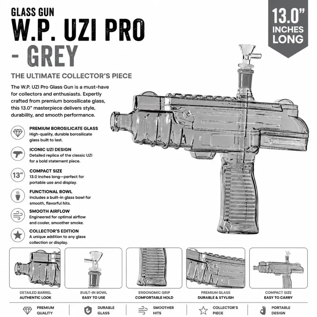 Glass Gun W.P. Uzi Pro (MG-961) 13.0" - Grey