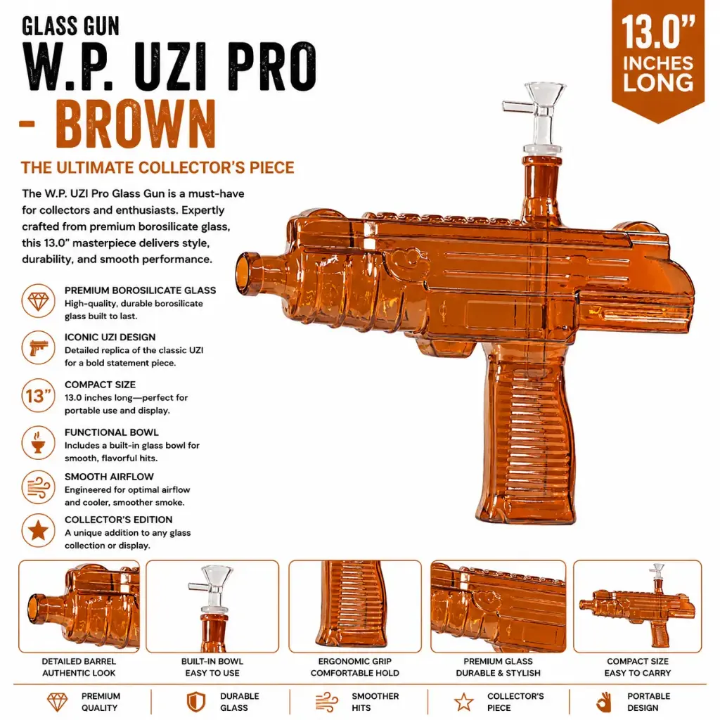 Glass Gun W.P. Uzi Pro (MG-961) 13.0" - Brown