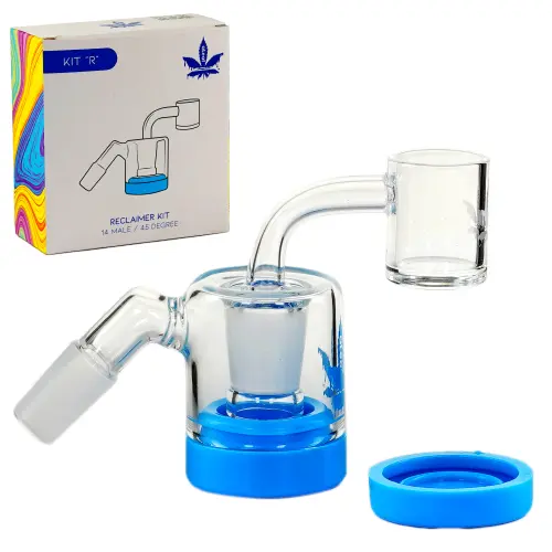 aLeaf Ash Catcher Quartz Reclaimer Kit "R" 14mm 90 Degree Blue
