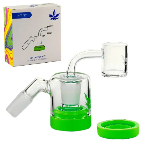 aLeaf Ash Catcher Quartz Reclaimer Kit "R" 14mm 90 Degree Green