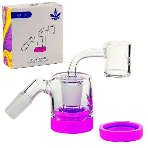 aLeaf Ash Catcher Quartz Reclaimer Kit "R" 14mm 45 Degree Pink