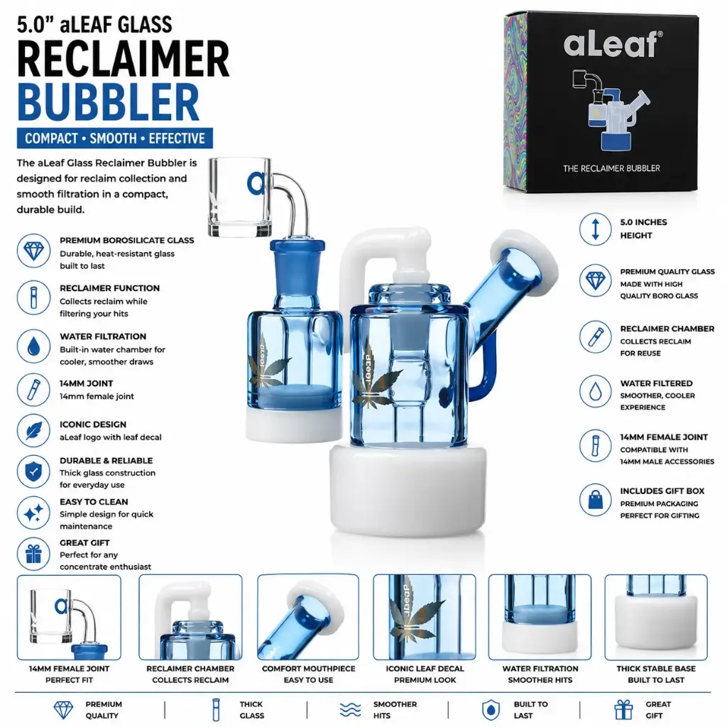 aLeaf Glass Reclaimer Bubbler (3369) 5.0" White