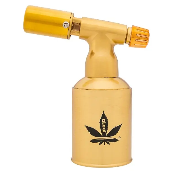 aLeaf Lighter Torch Brass Blow Turbo Flame 5.0" (8529)-Gold Copper