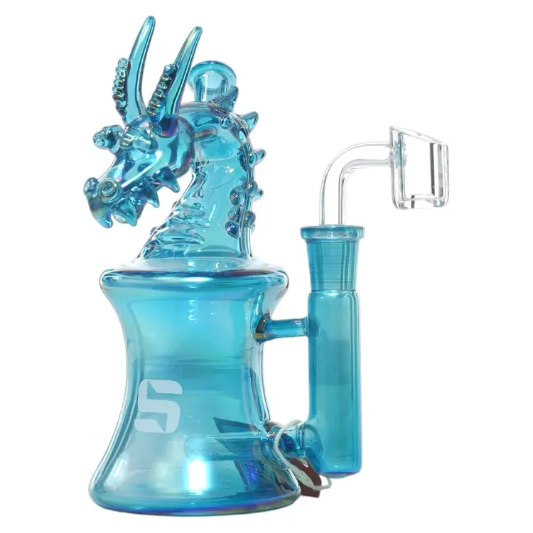 Silo Glass Dragon 7.5"-Blue