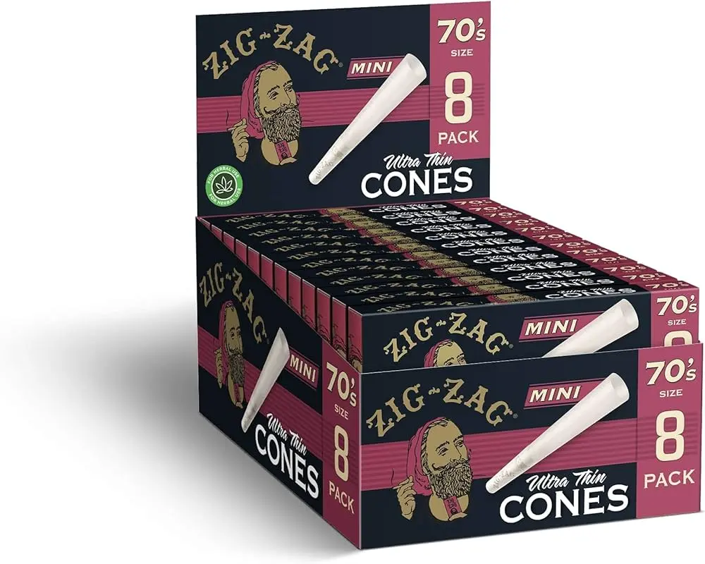 ZIG ZAG Cones Organic Hemp 70mm Mini Size 8/18ct