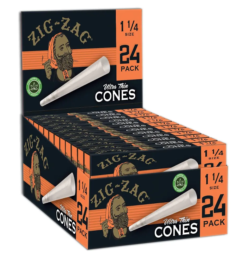 ZIG ZAG Cones Ultra Thin 11/4 Size 24/12ct