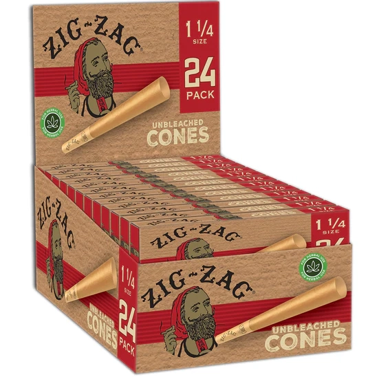 ZIG ZAG Cones Unbleached 11/4 Size 24/12ct