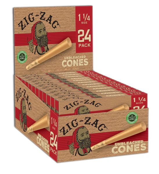 ZIG ZAG Cones Unbleached 11/4 Size 24/12ct