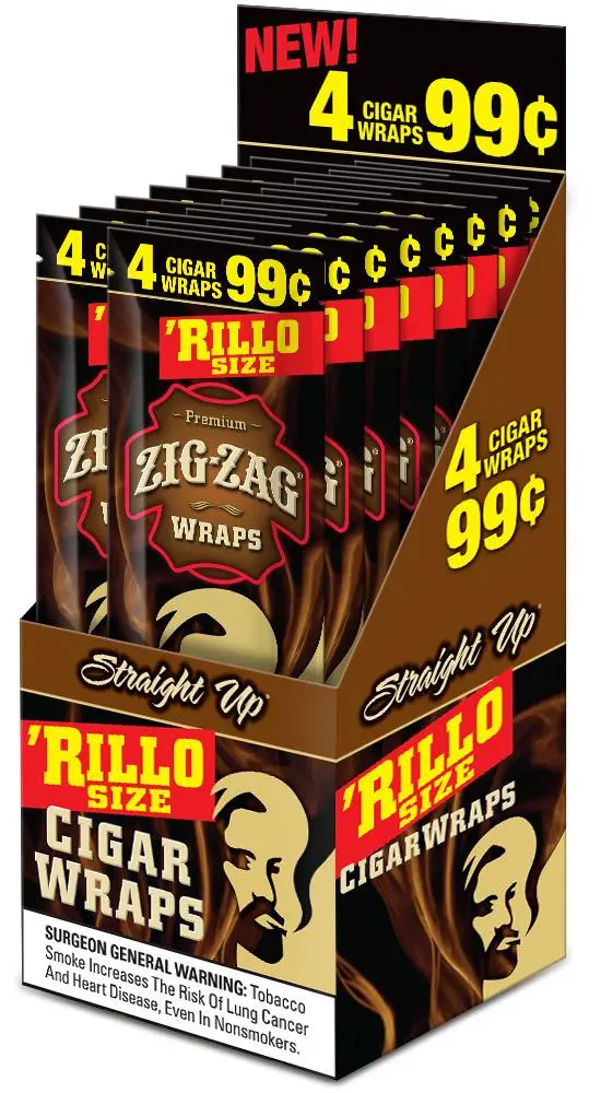 ZIG ZAG Rillo Tobacco Wrap Straight Up 4/15ct