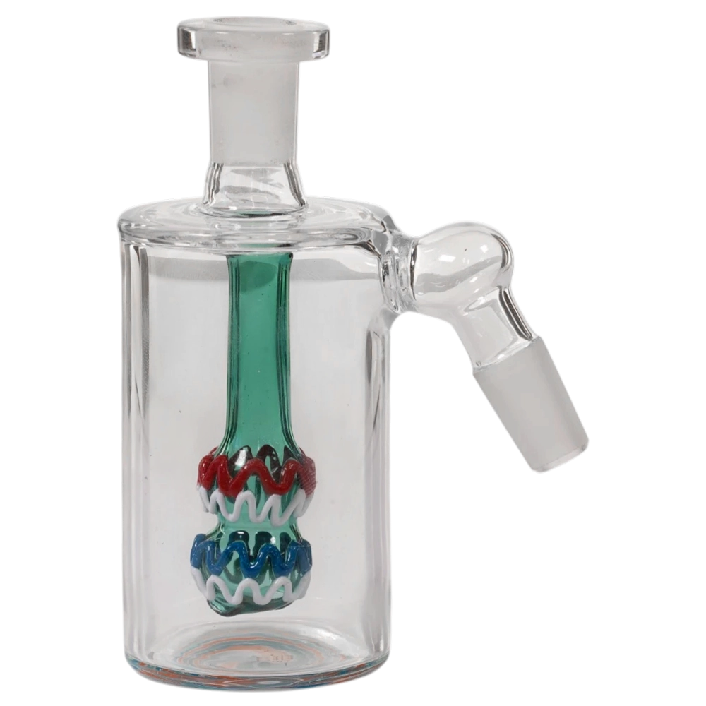 Ash Catcher Double Circle With Double Color Lines 7694 14mm 5" 45 Degree Teal