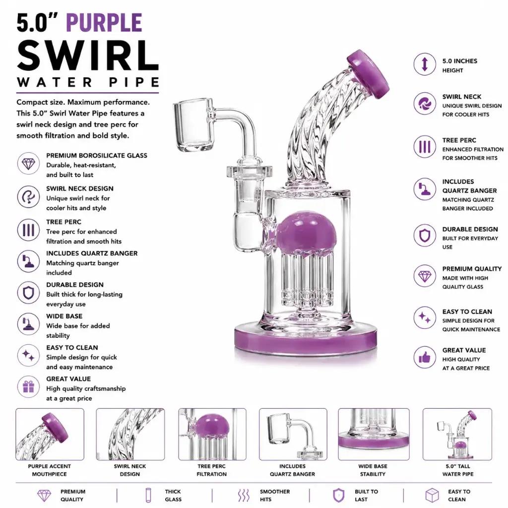 Glass W.P. Swirl (6595) 5.0" - Purple