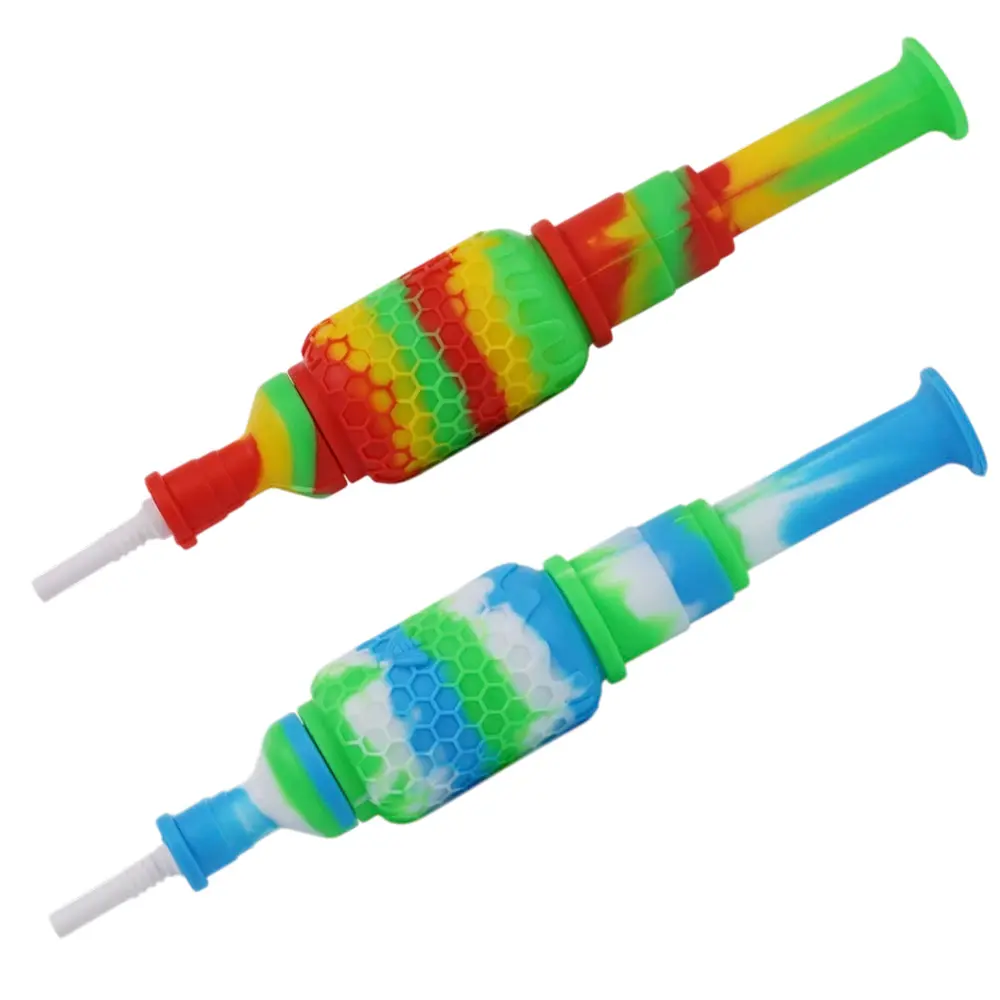 SIlicone Nector Collector with 10mm Ceramic Tip - 9.0" (2 per pack / Assorted)