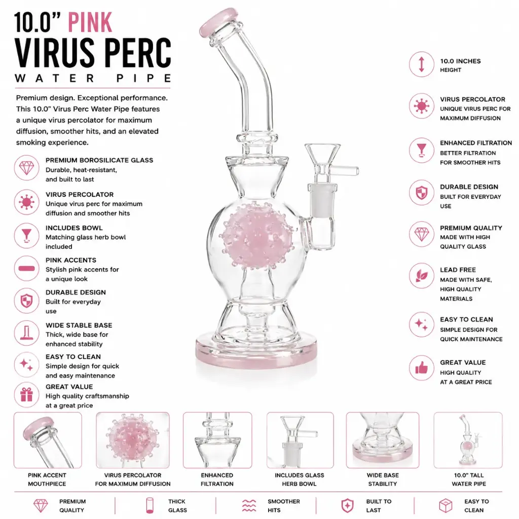 W.P. Glass Virus Perc 10.0" - Pink